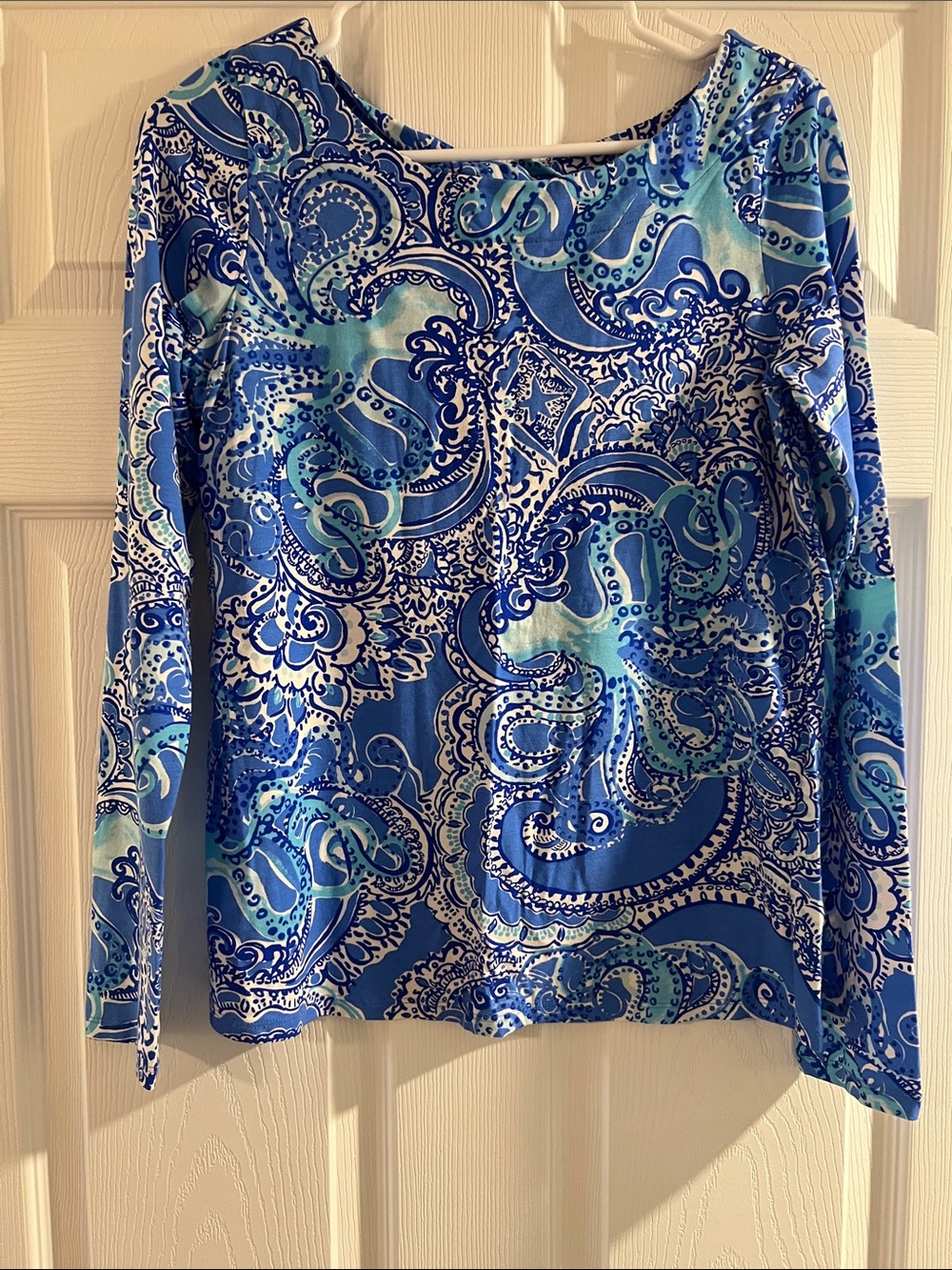 Lilly Pulitzer Blue Paisley Long-Sleeve Top